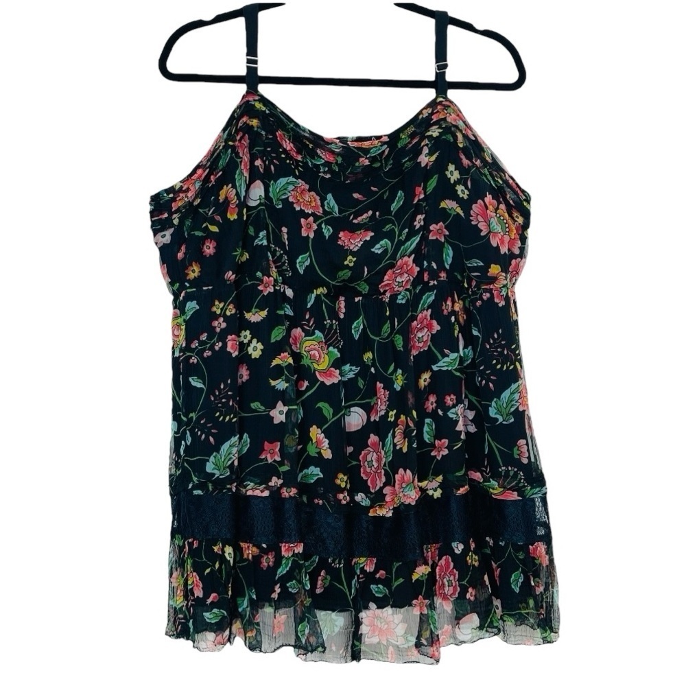 Torrid Sheer Floral Babydoll Cami Lace Tank Y2K Fairycore Whimsigoth 2 18/20 2X‎